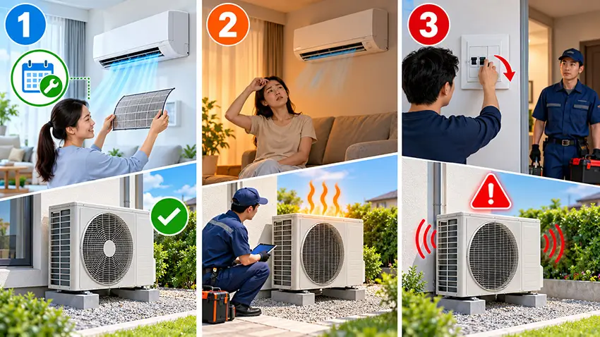 Cách xử lý cục nóng máy lạnh lúc chạy lúc không theo từng tình huống thực tế