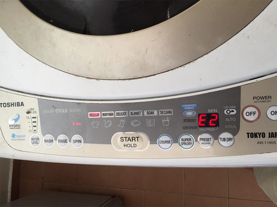 Xác định lỗi E2 máy giặt Toshiba