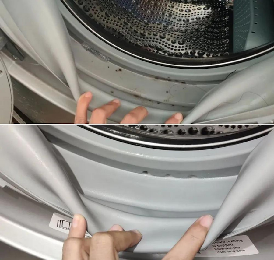 Trước và sau khi vệ sinh gioăng máy giặt