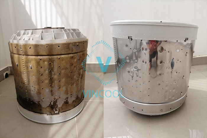 Trước và sau khi vệ sinh lồng giặt với Điện lạnh Vincool