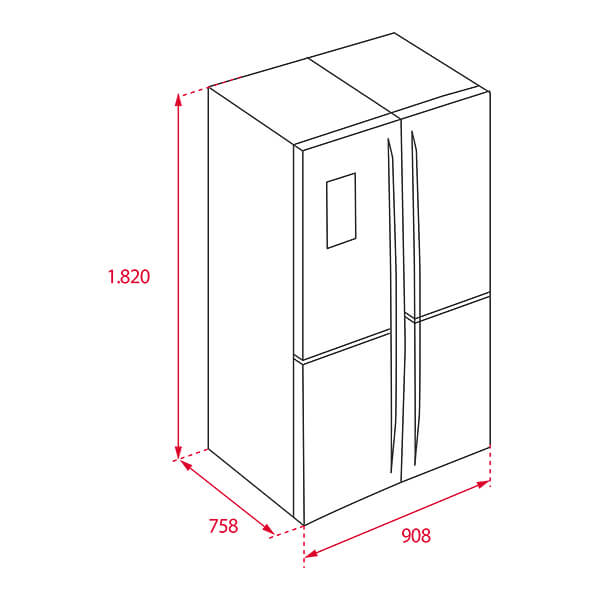 Tủ lạnh Side by side thường dung tích lớn, cần không gian rộng.