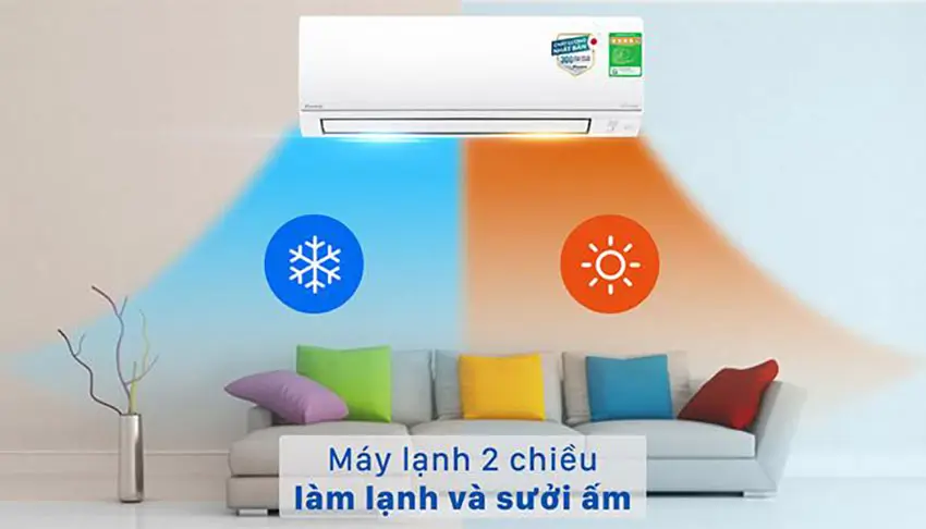 Máy lạnh 2 chiều giúp làm lạnh và sưởi ấm nhanh chóng mà không cần phải chờ