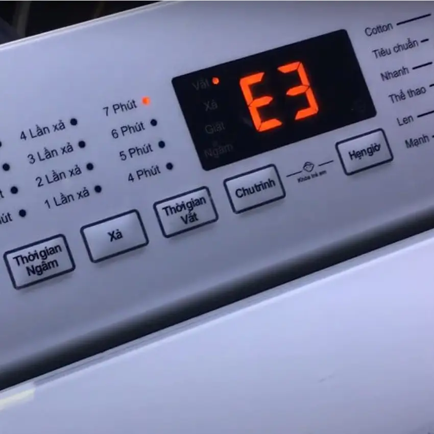 Máy giặt Toshiba báo lỗi E3: Nguyên nhân và cách khắc phục chi tiết