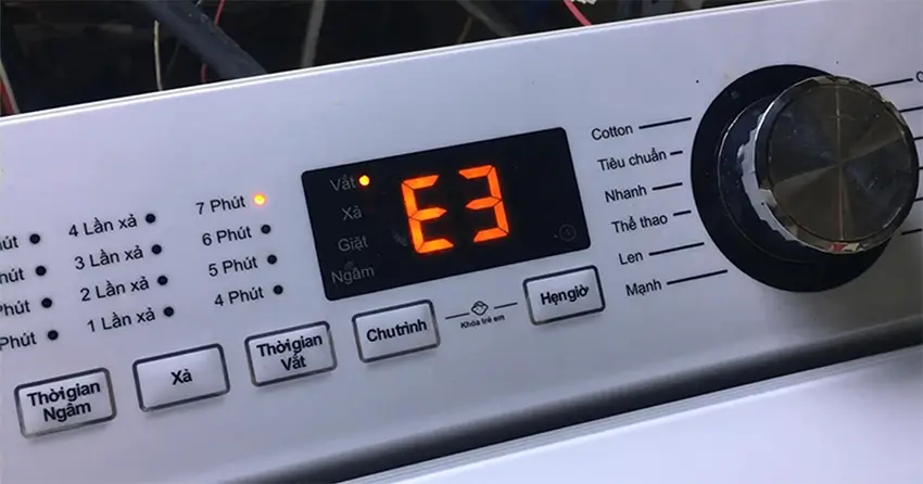 Lỗi E3 máy giặt Toshiba là gì, xử lý sao?