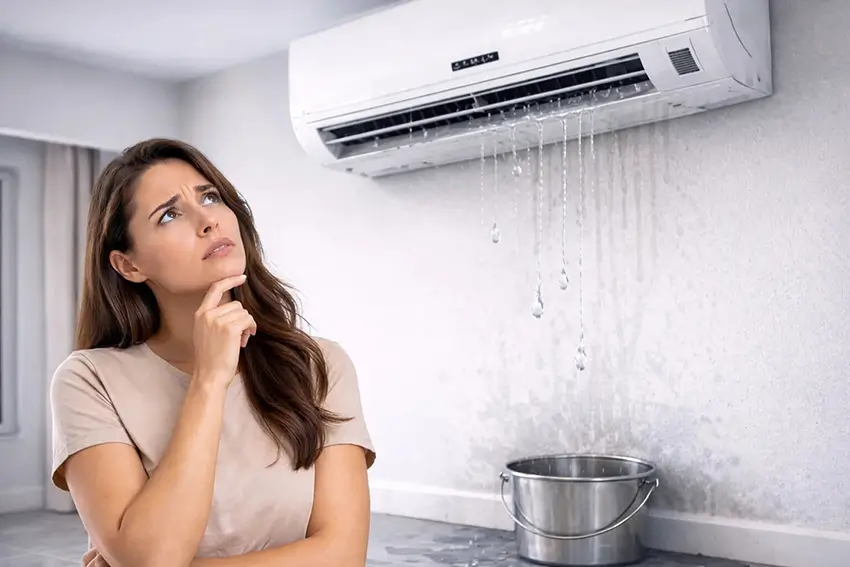 Không nên tiếp tục sử dụng máy lạnh bị chảy nước