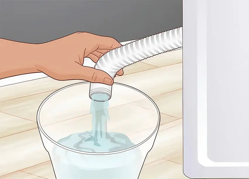 Đặt đầu ống vào xô