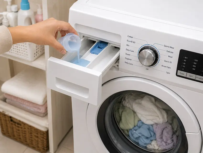 Dùng quá nhiều nước giặt hoặc nước xả vải là thói quen sai lầm của người dùng