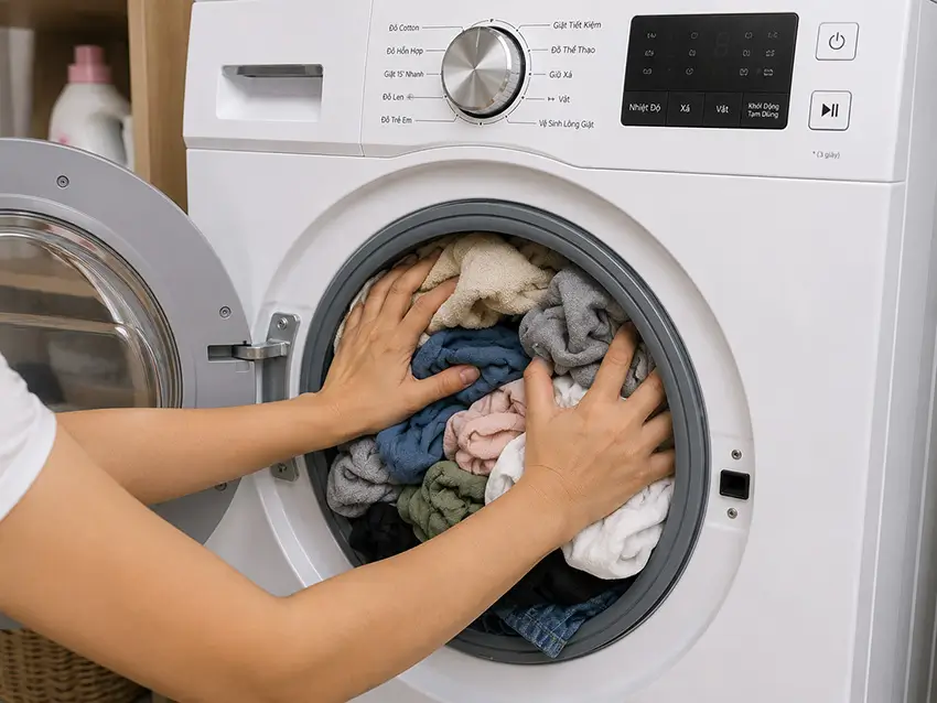 Cho quá nhiều quần áo vào một lần giặt là điều không hay