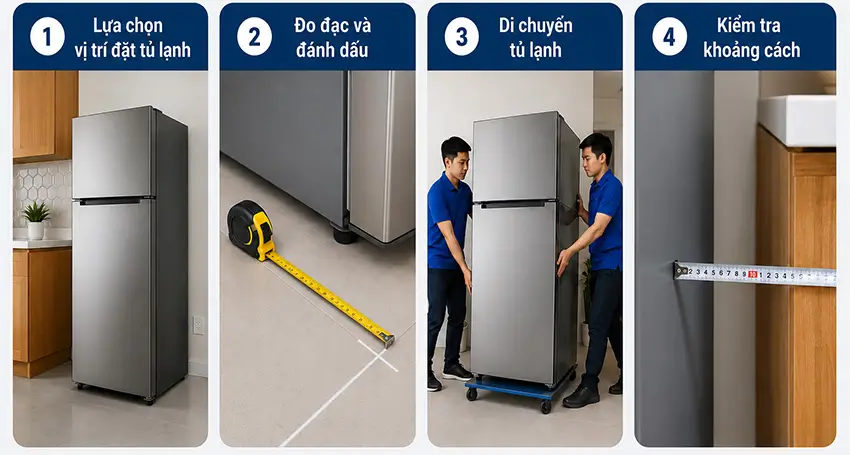 Các bước kê tủ lạnh sát tường đúng cách