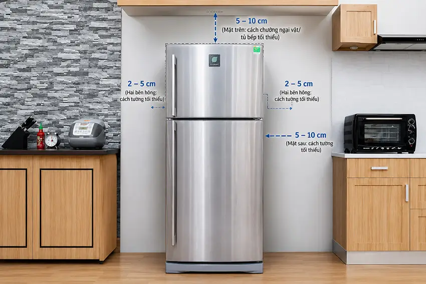 Tủ lạnh để sát tường có sao không? Cách bố trí đúng chuẩn