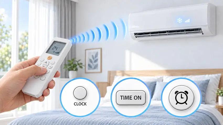 Hướng remote về dàn lạnh khi gửi lệnh để kiểm tra thời gian trên máy lạnh